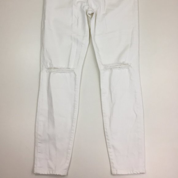 CURRENT ELLIOTT White Distressed Ripped Knee 5 Pocket Logo Hardware Skinny Jeans - Picture 8 of 11